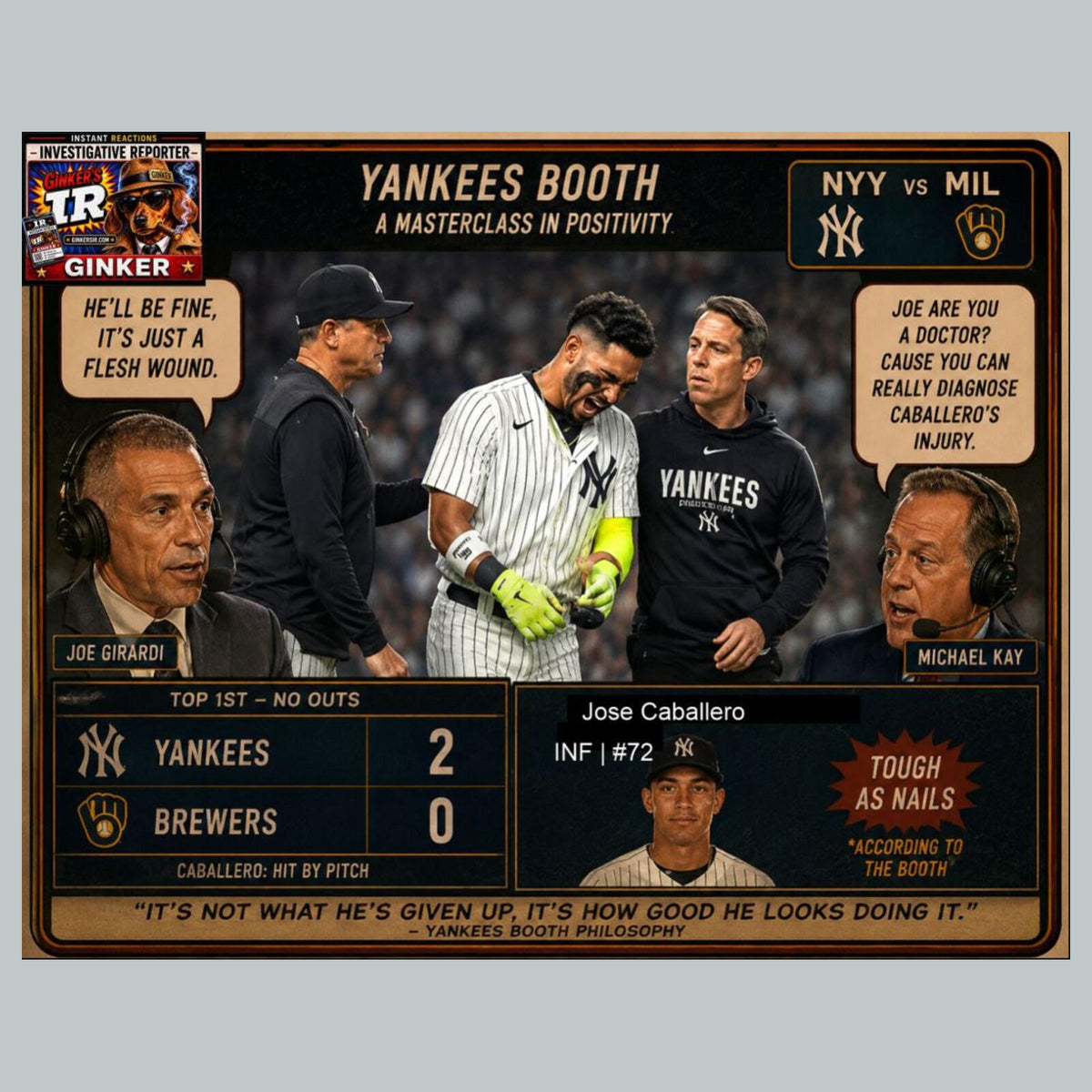 2698 Girardi Im No Doctor Ginker’s Instant Reactions 8X10 Print BBL