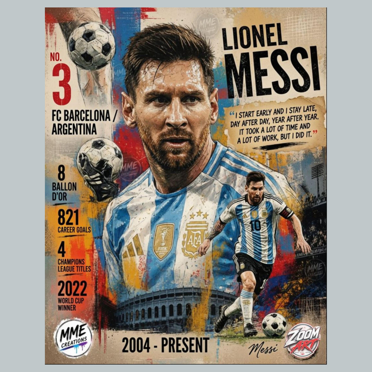 2811 Lionel Messi 8X10 Zoom Art Series Giclée Print Limited Edition _/25