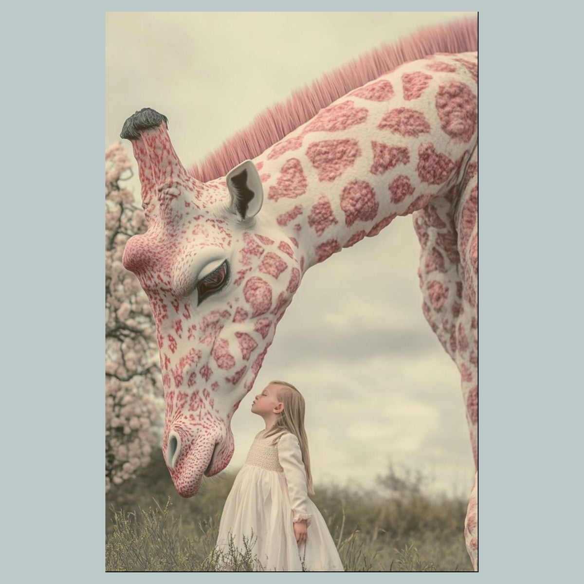 1309 Pink Giraffe and Girl 8x10 Glossy Photo - Fast-Secure Shipping MS