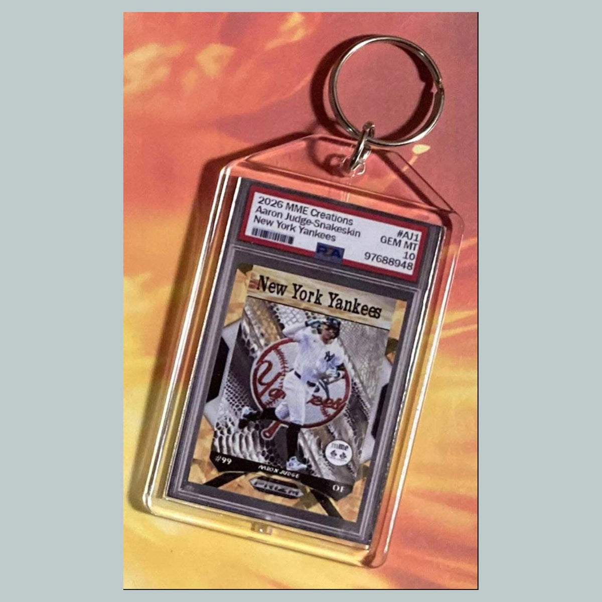 3748 Aaron Judge Gold Ice Snakeskin Mockup Custom Hand Made Novelty Keychain