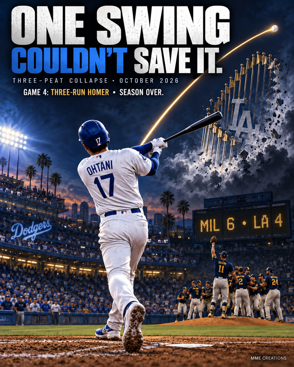 4997 One Swing Couldn't Save It - Dodgers Three-Peat Collapse 8x10 Print