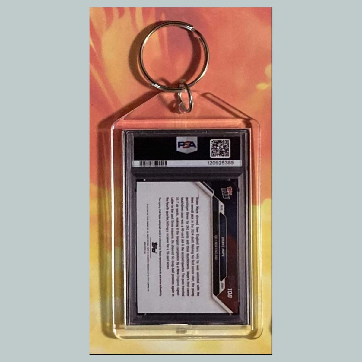 3717 Drake Maye 2024 Topps Now Auto Red Custom Hand Made Keychain