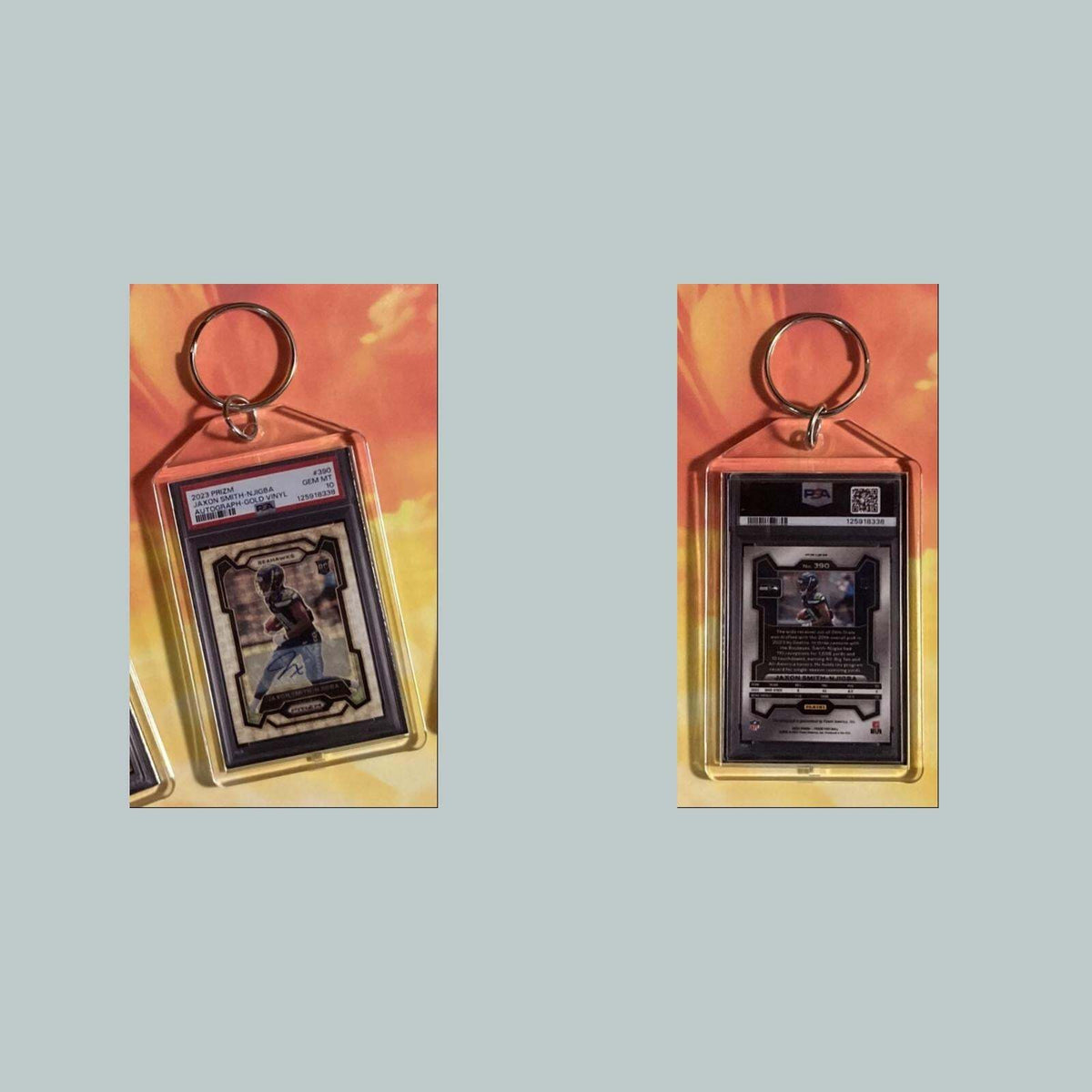 3773 Jaxon Smith-Njigba 2023 Panini Prizm Gold Vinyl Auto Custom Made Keychain