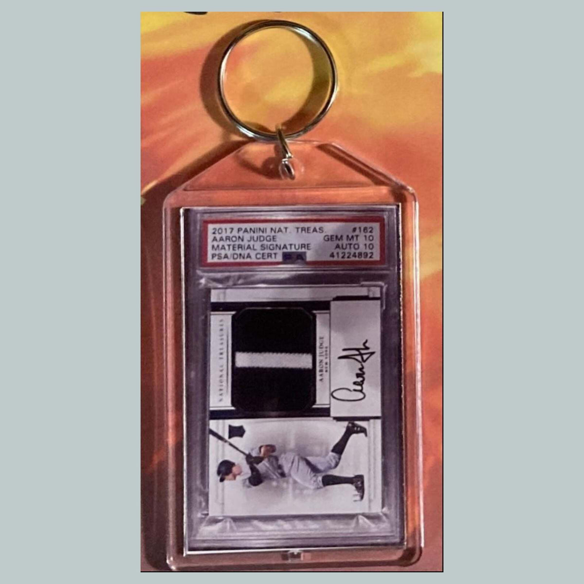 3595 Aaron Judge 2017 Panini Nat Treasures Patch Auto Custom Made Keychain
