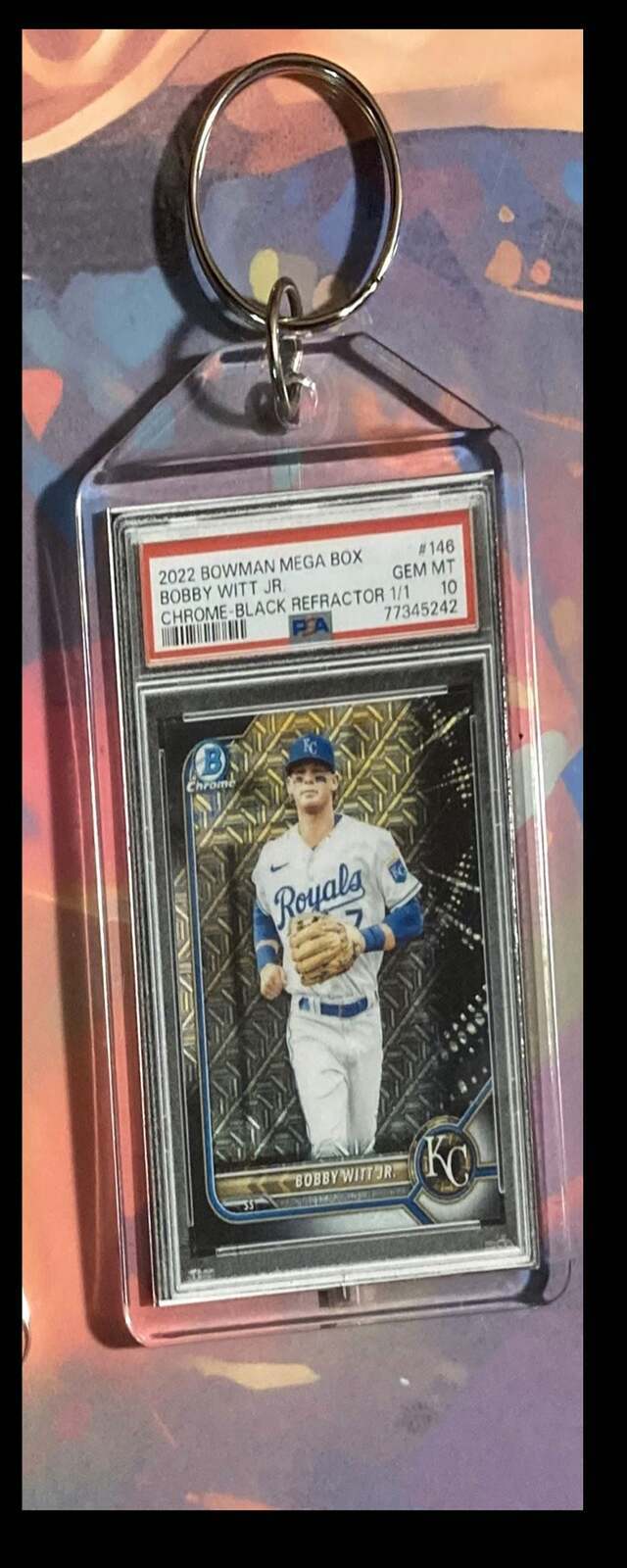 3247 Bobby Witt Jr 2022 Bowman Mojo Chrome Black SuperFractor Keychain