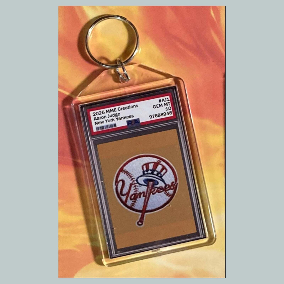 3750 Aaron Judge Gold Ice Mockup Custom Hand Made Keychain