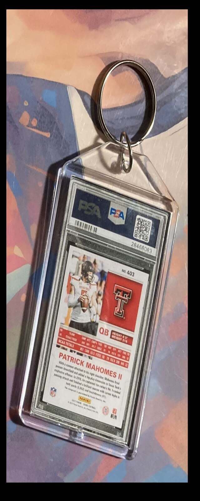 3215 Patrick Mahomes 2017 Panini Score Red Zone Auto Keychain