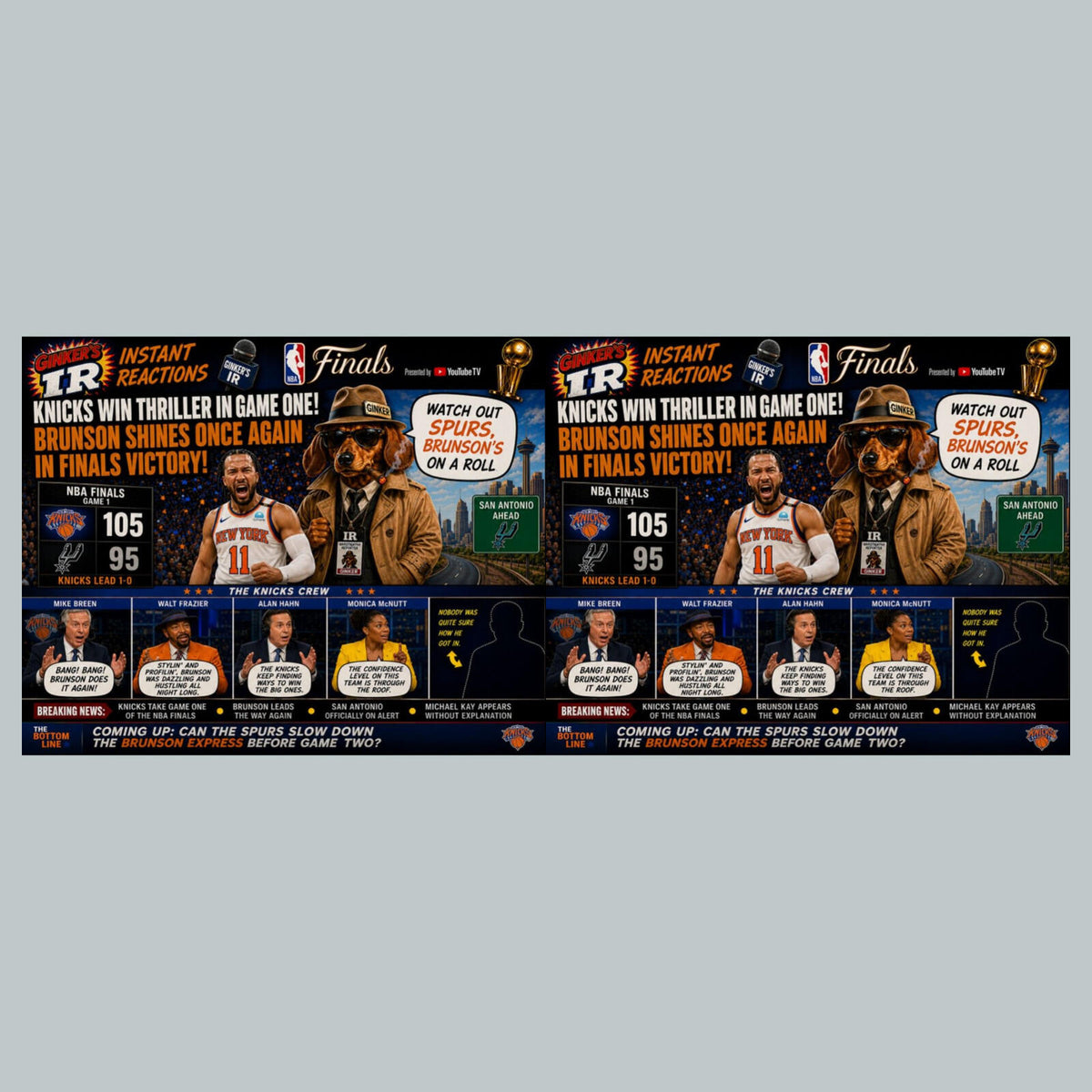 2766 The Knicks Win Game 1 Ginker’s Instant Reactions 8X10 Print