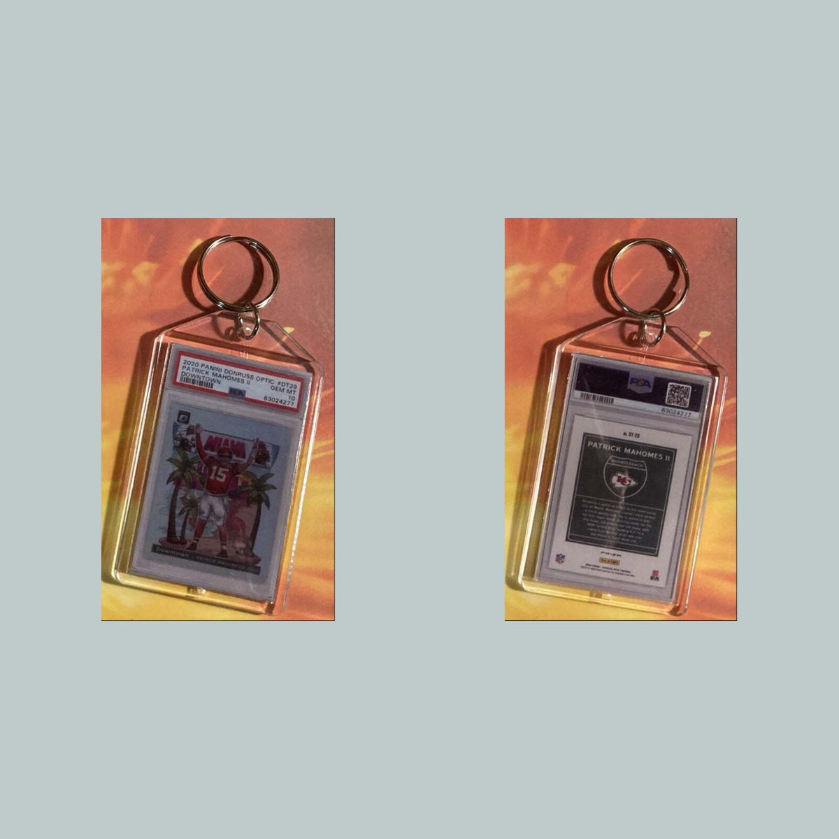 3602 Patrick Mahomes 2020 Panini Donruss Optic Downtown Custom Keychain