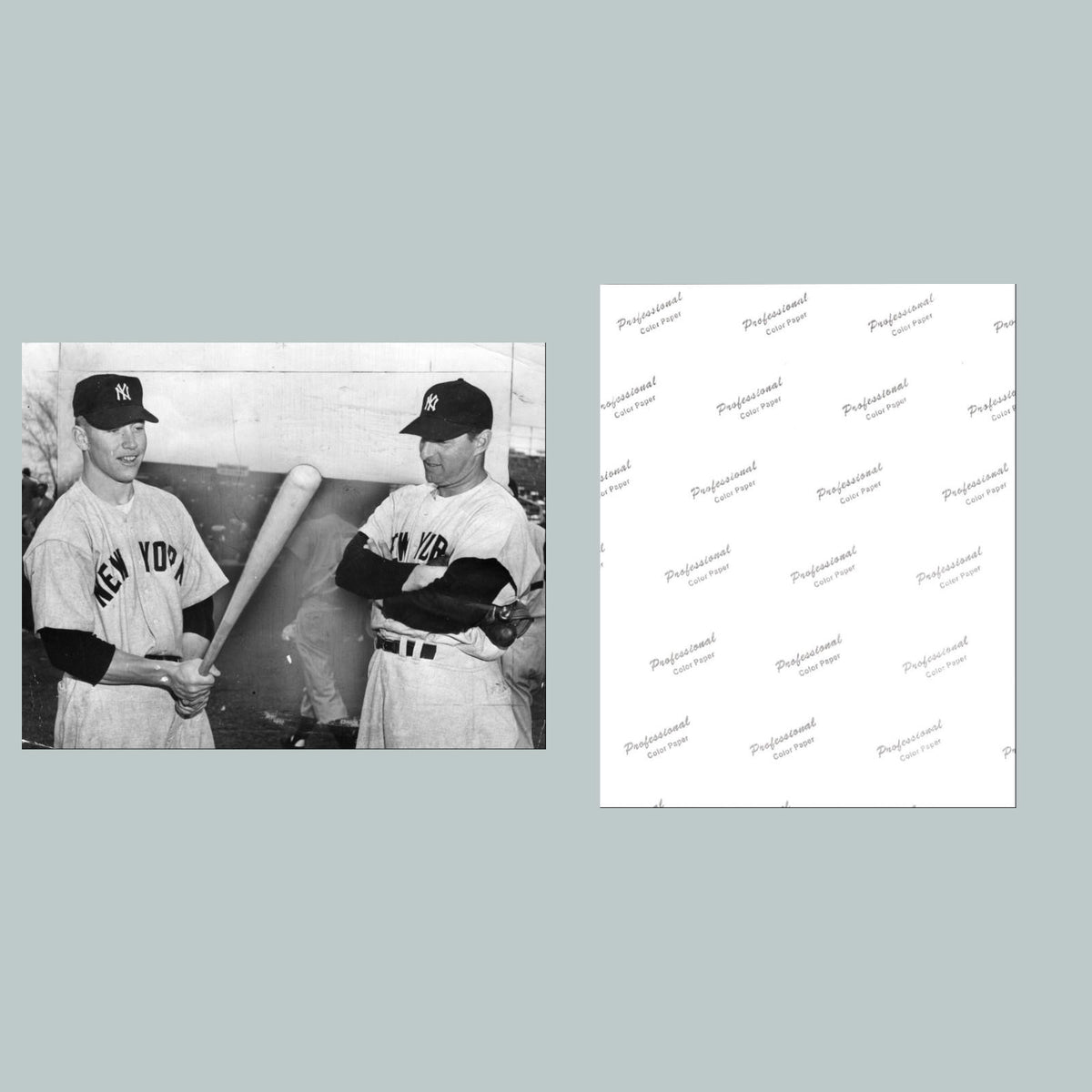 0800 P -8X10 Mickey Mantle and Tommy Henrich 1951 Glossy Photo Fast-Secure Ship