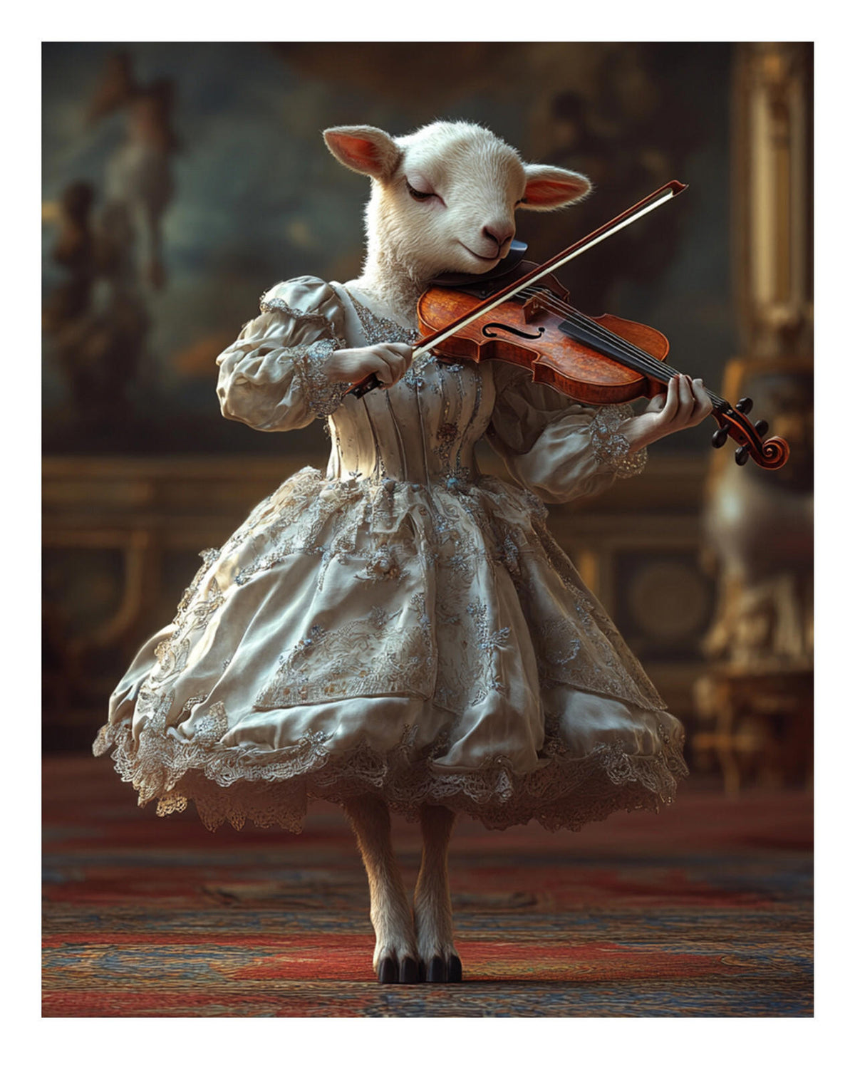 0588 P-8X10 Sheep Playing Violin Glossy Photo MS