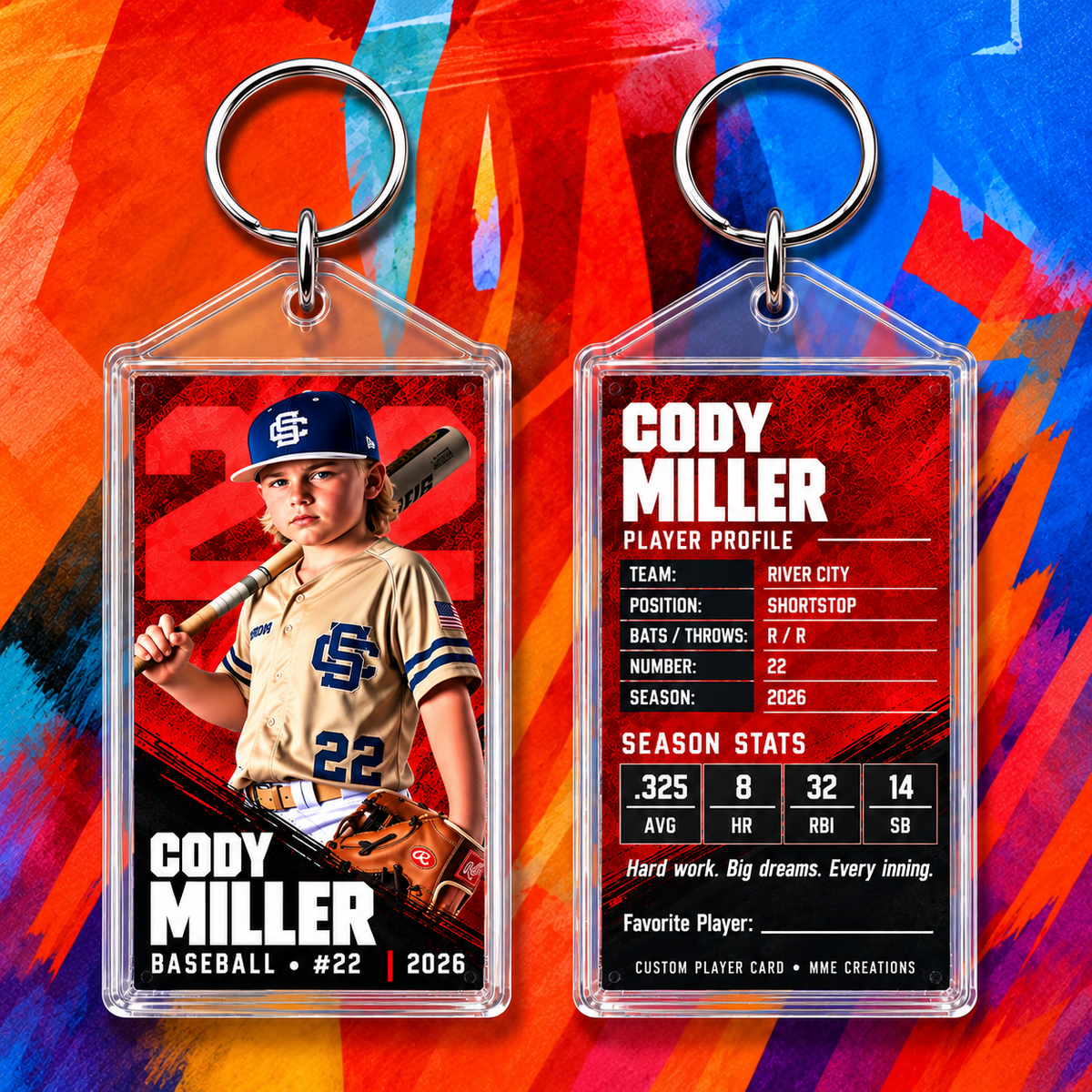 Cody Miller keychain front and back
