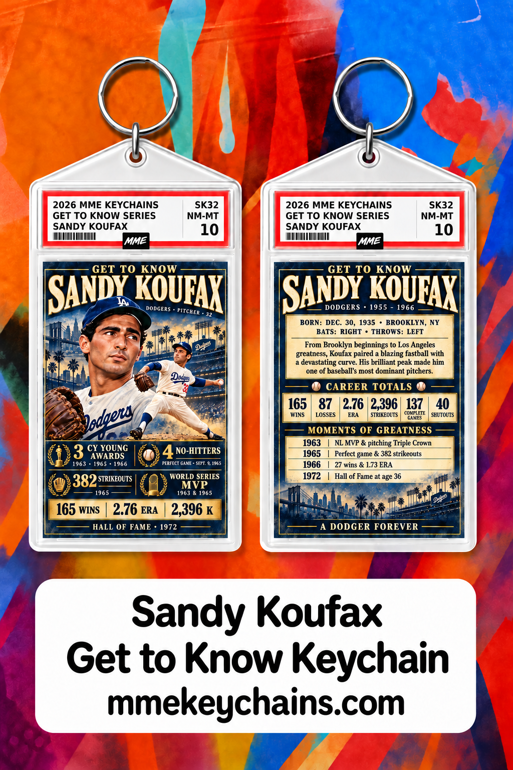 Sandy Koufax Get to Know Keychain Front and Back