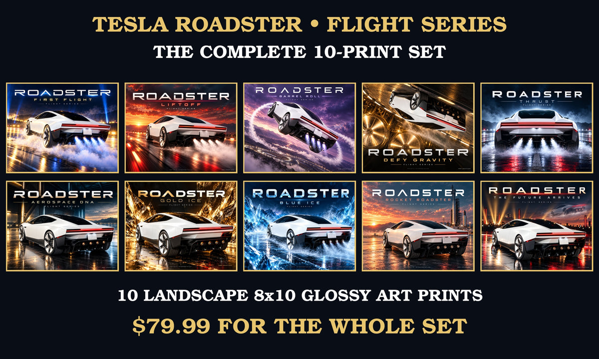 Complete ten-print Roadster Flight Series set