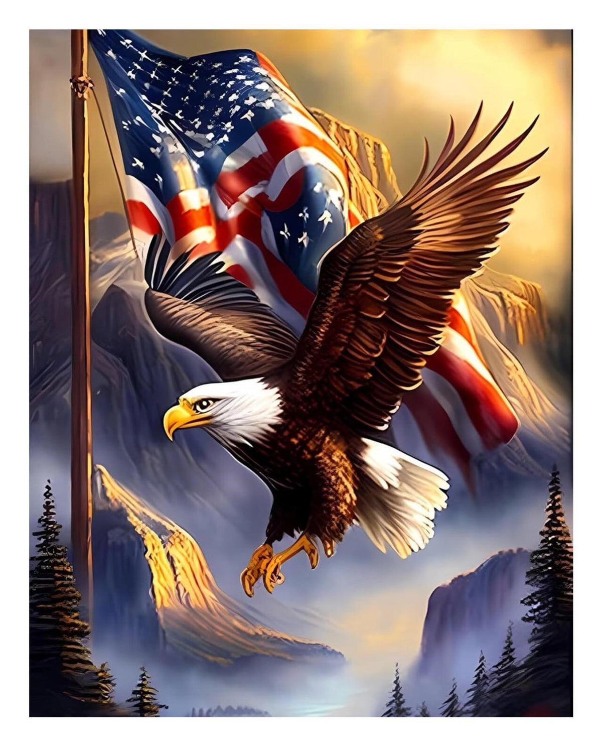 0587 P-8X10 Eagle Flag Glossy Photo MS