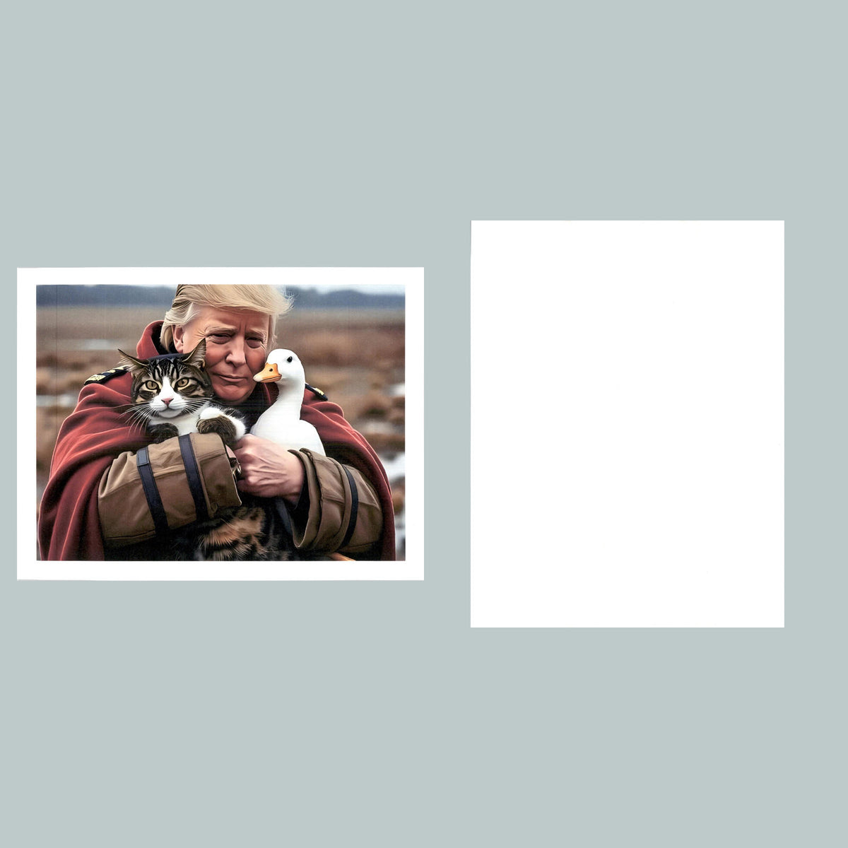 0188 P -8X10 Trump with Cat And Duck Red Cape Glossy Photo Fast Ship MS