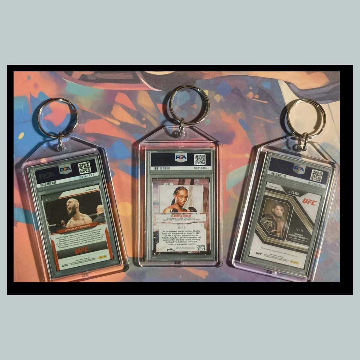 3451B Khamzat Chimaev/Shields/Nurmagomedov 3 Pack Bundle - 3 Different Keychains