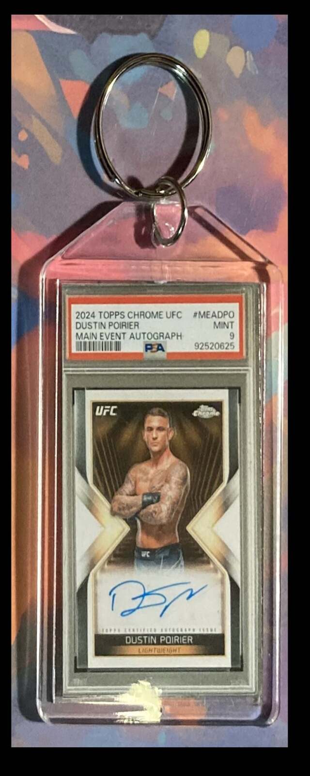 2988 Dustin Poirier 2024 Topps Chrome Main Event Auto Keychain