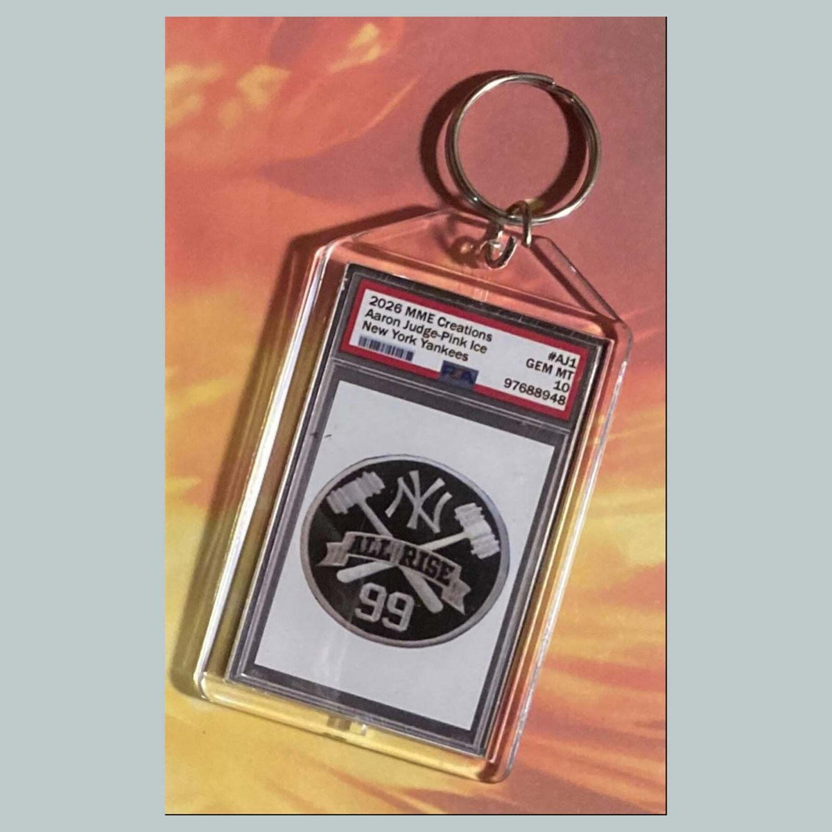 3756 Aaron Judge Pink Ice Custom Hand Made Keychain