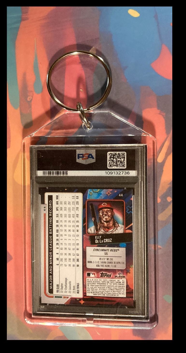 2964 Elly De La Cruz 2024 Topps Chrome Cosmic Superfractor Keychain