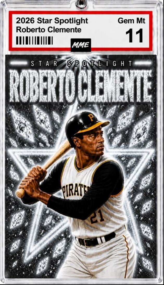 2950 Roberto Clemente Keychain White Spotlight Custom Acrylic Photo Keychain