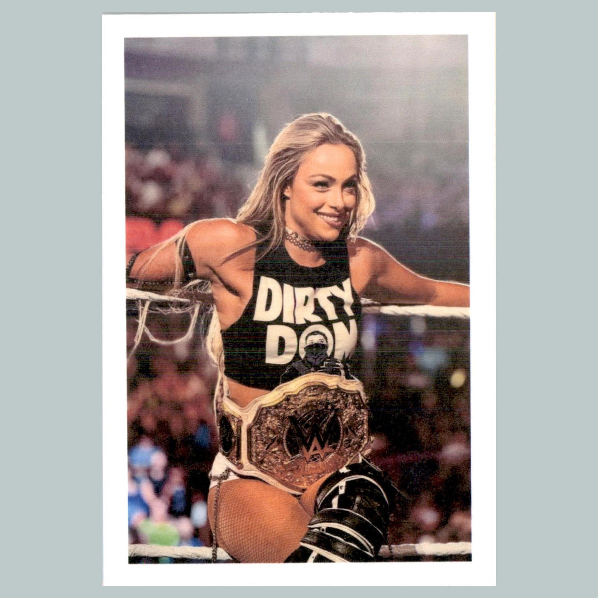 0334 P -8X10 Liv Morgan Leaning on Ropes w/Belt Glossy Photo Fast-Secure Ship MS