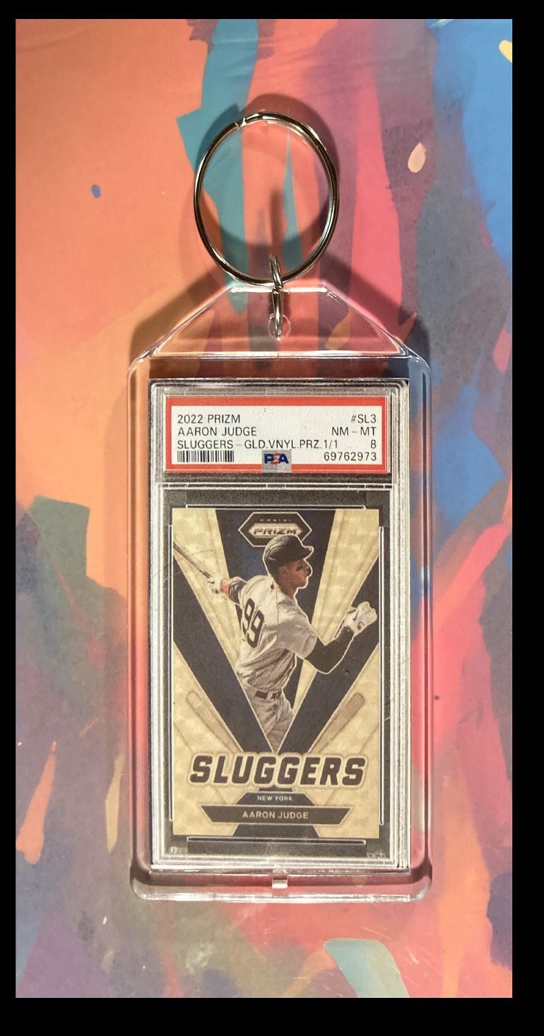 3052 Aaron Judge 2022 Panini Prizm Gold SuperFractor Custom Keychain