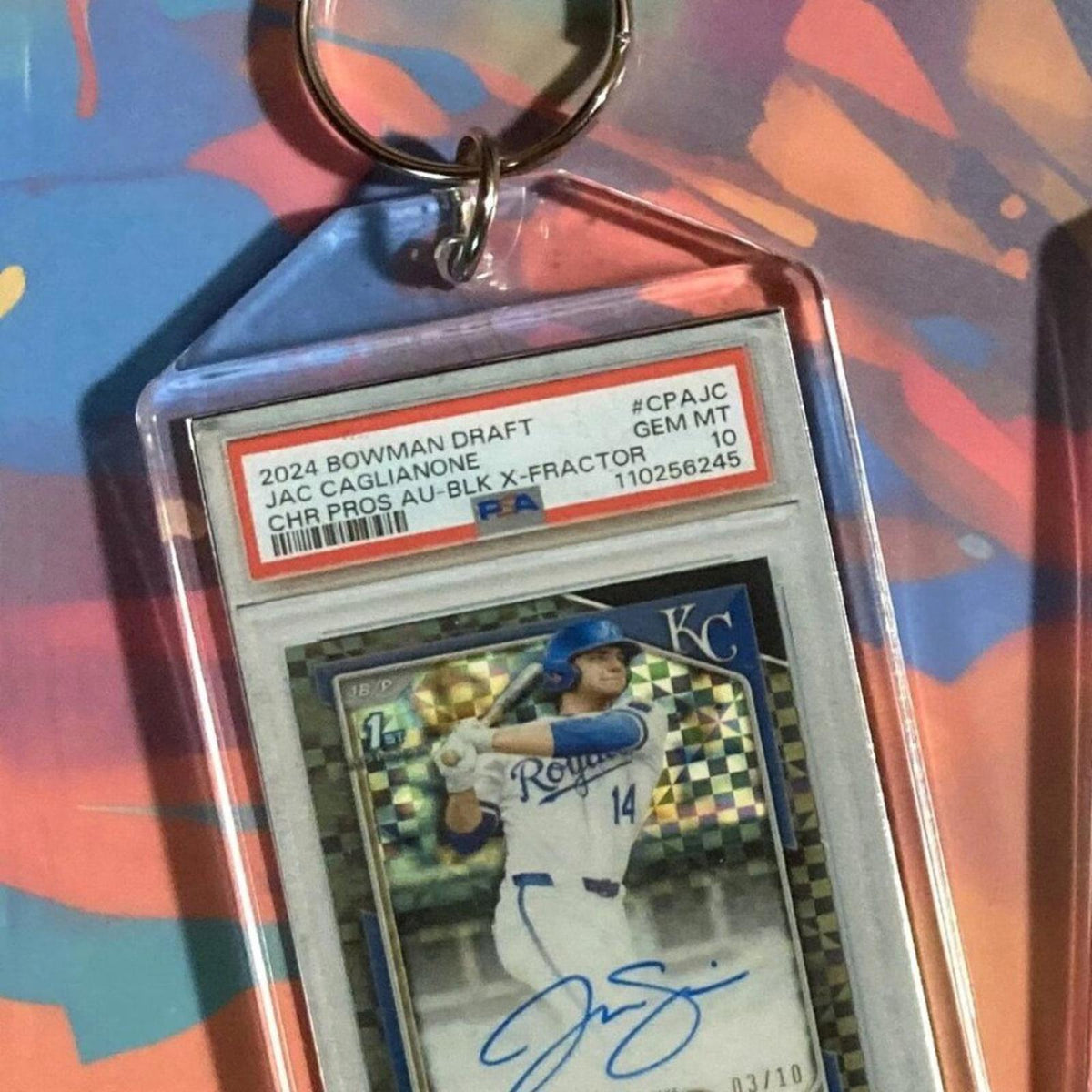 3199 Jac Caglianone 2024 Bowman Draft Black X-Fractor Auto Custom Keychain-Gift