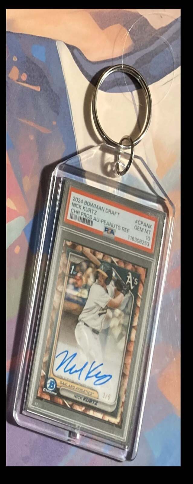 3232 Nick Kurtz 2024 Bowman Draft Chrome Peanuts Auto-Custom Keychain