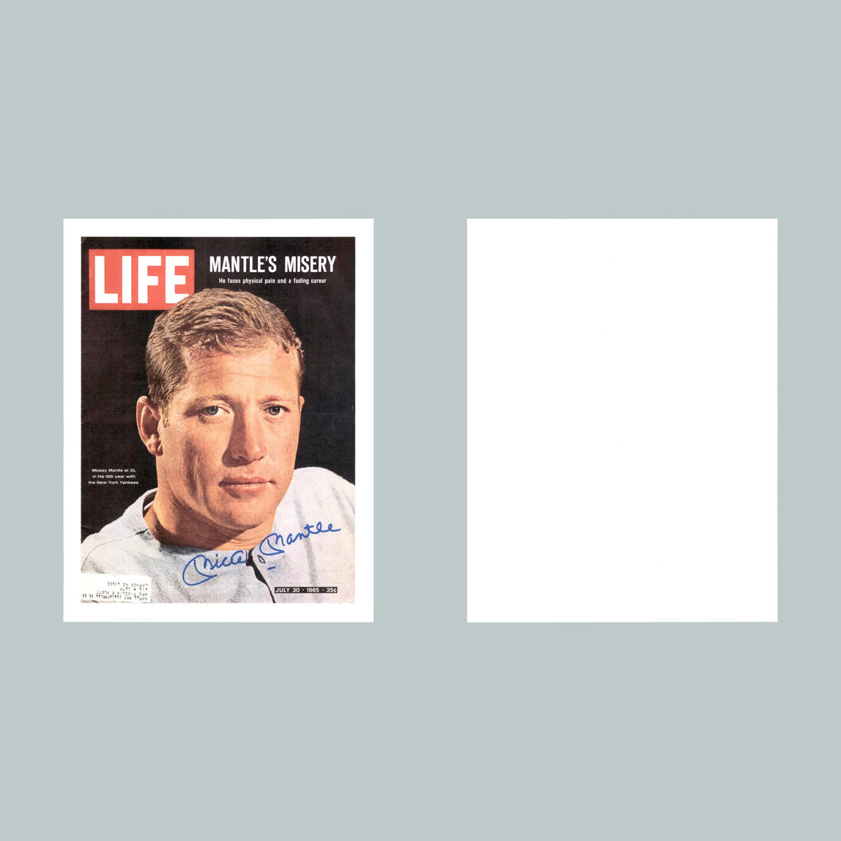0344 P -8X10 Mickey Mantle Life Cover Fac Auto Glossy Photo Fast Shipping BBL