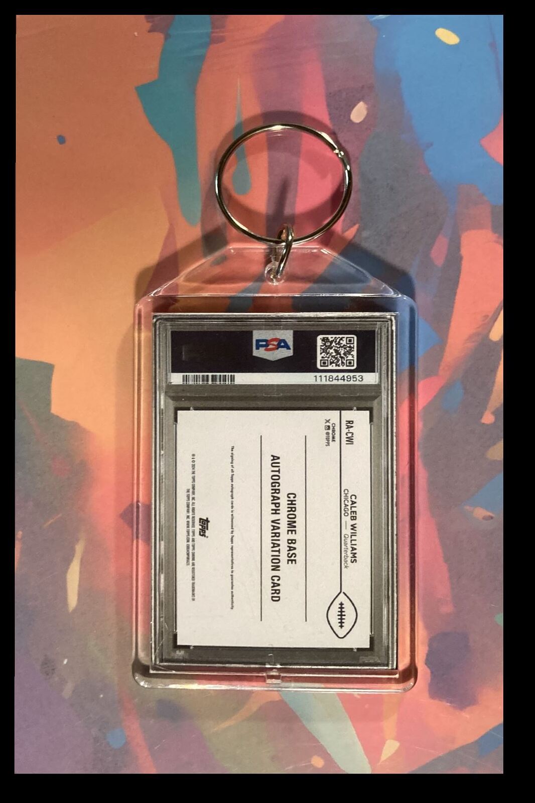 3072 Caleb Williams 2024 Topps Sapphire Orange Auto Keychain-Makes A Great Gift