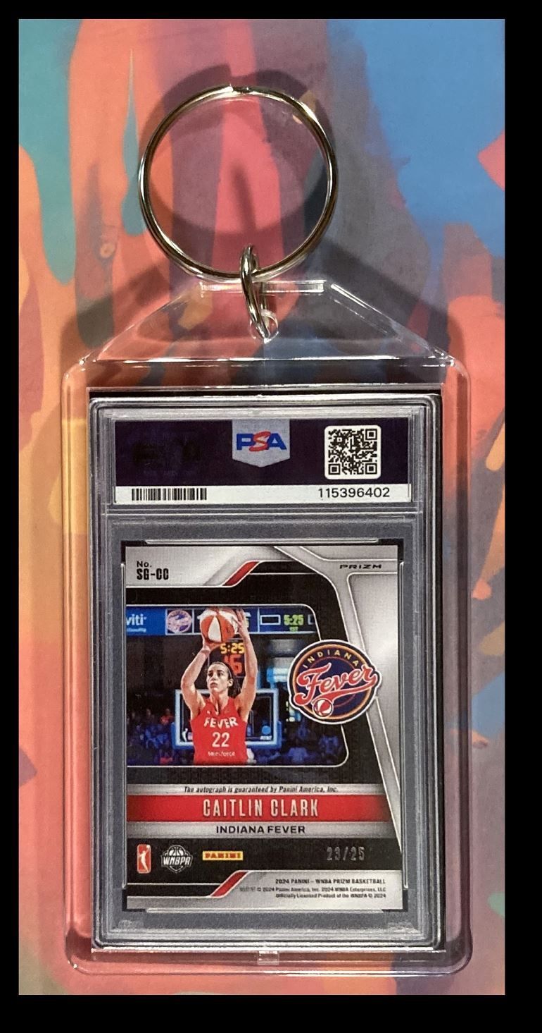 2973 Caitlin Clark 2024 Panini Prizm Green Pulsar Auto Custom Made Keychain