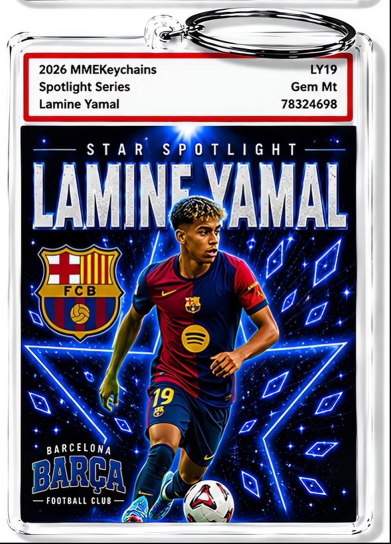 3993 Lamine Yamal Keychain Blue Spotlight Premium Keychain With Nameplate