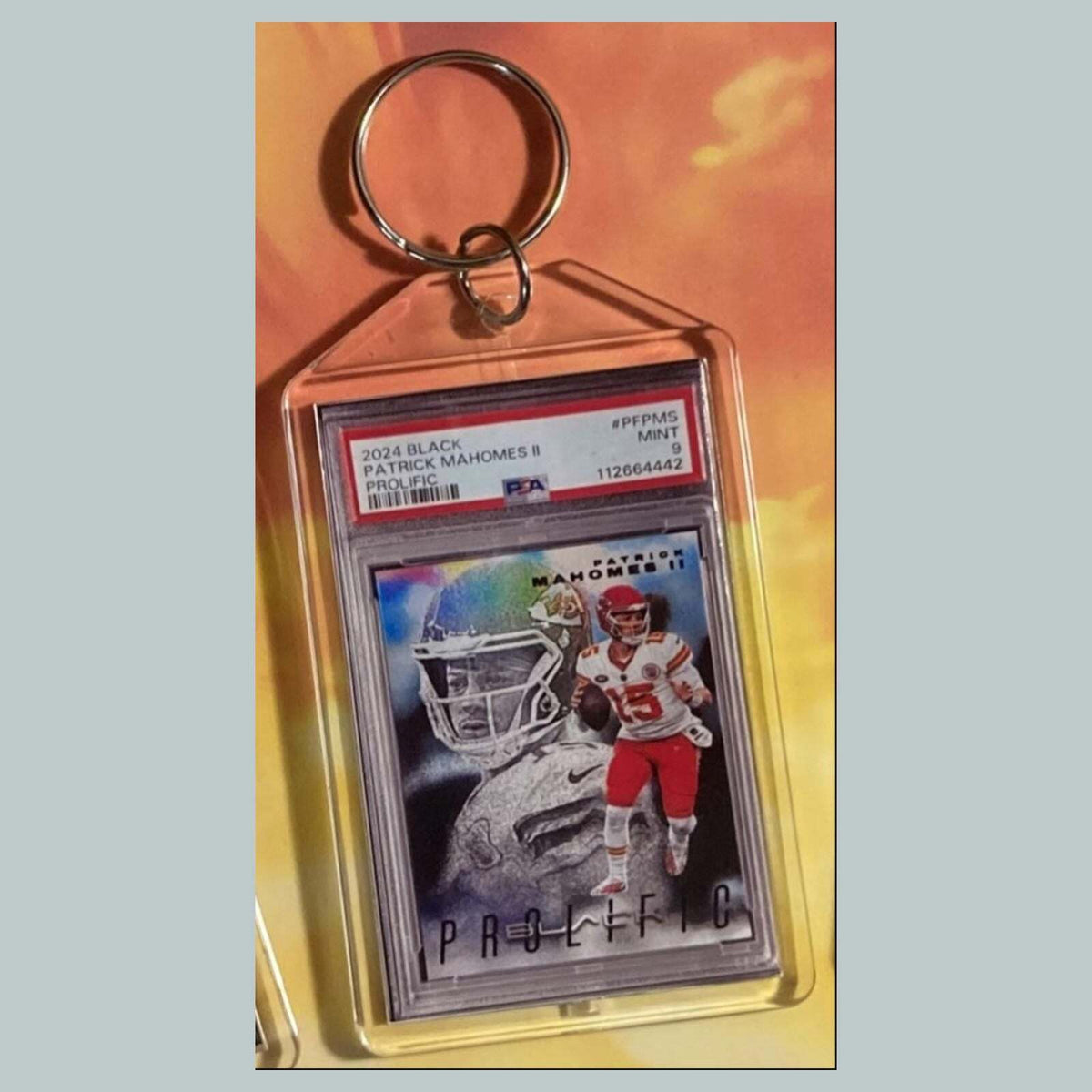 3612 Patrick Mahomes 2024 Panini Prolific Black Custom Keychain
