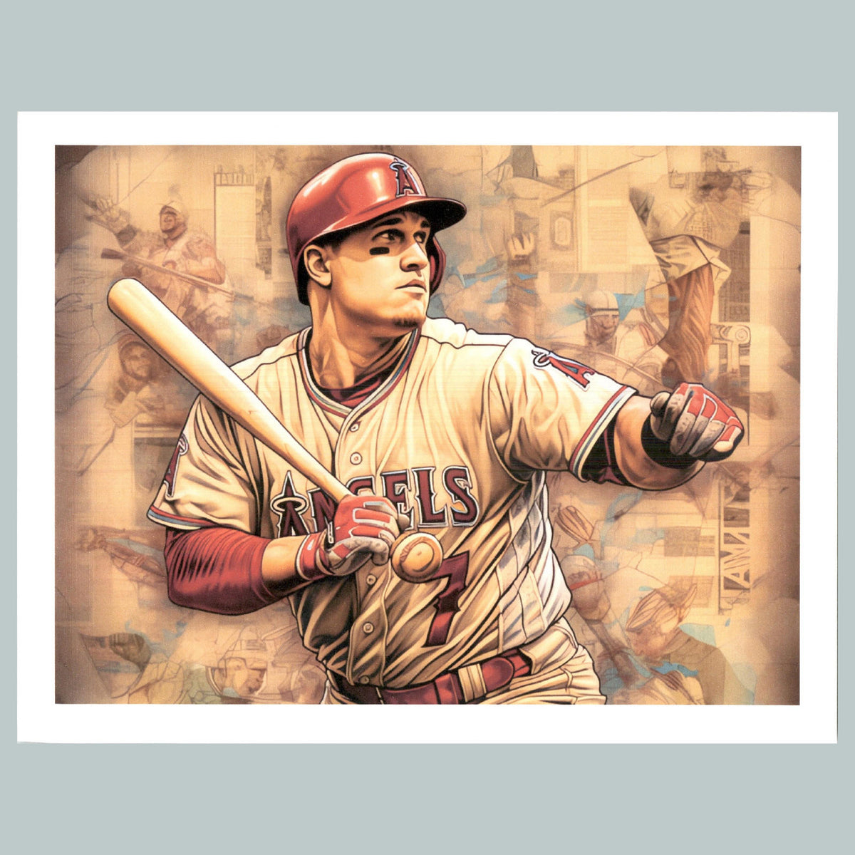 0173 P -8X10 Mike Trout Bat - Ball Glossy Photo Fast-Secure Shipping BBL