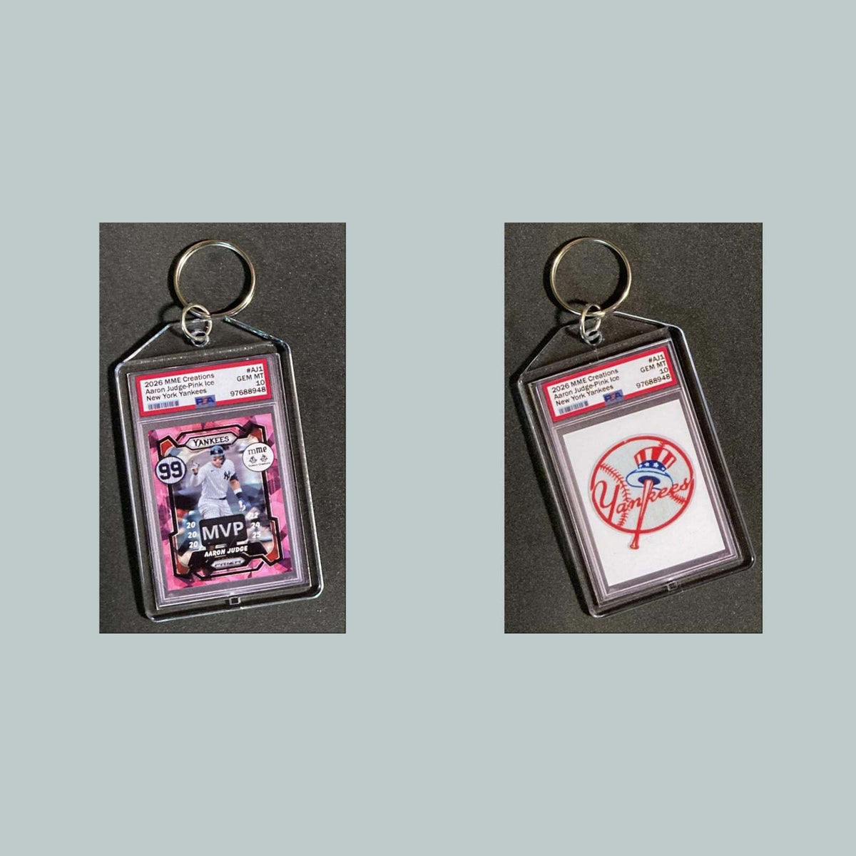 3795 Aaron Judge Pink Ice Mockup Custom Hand Made Keychain