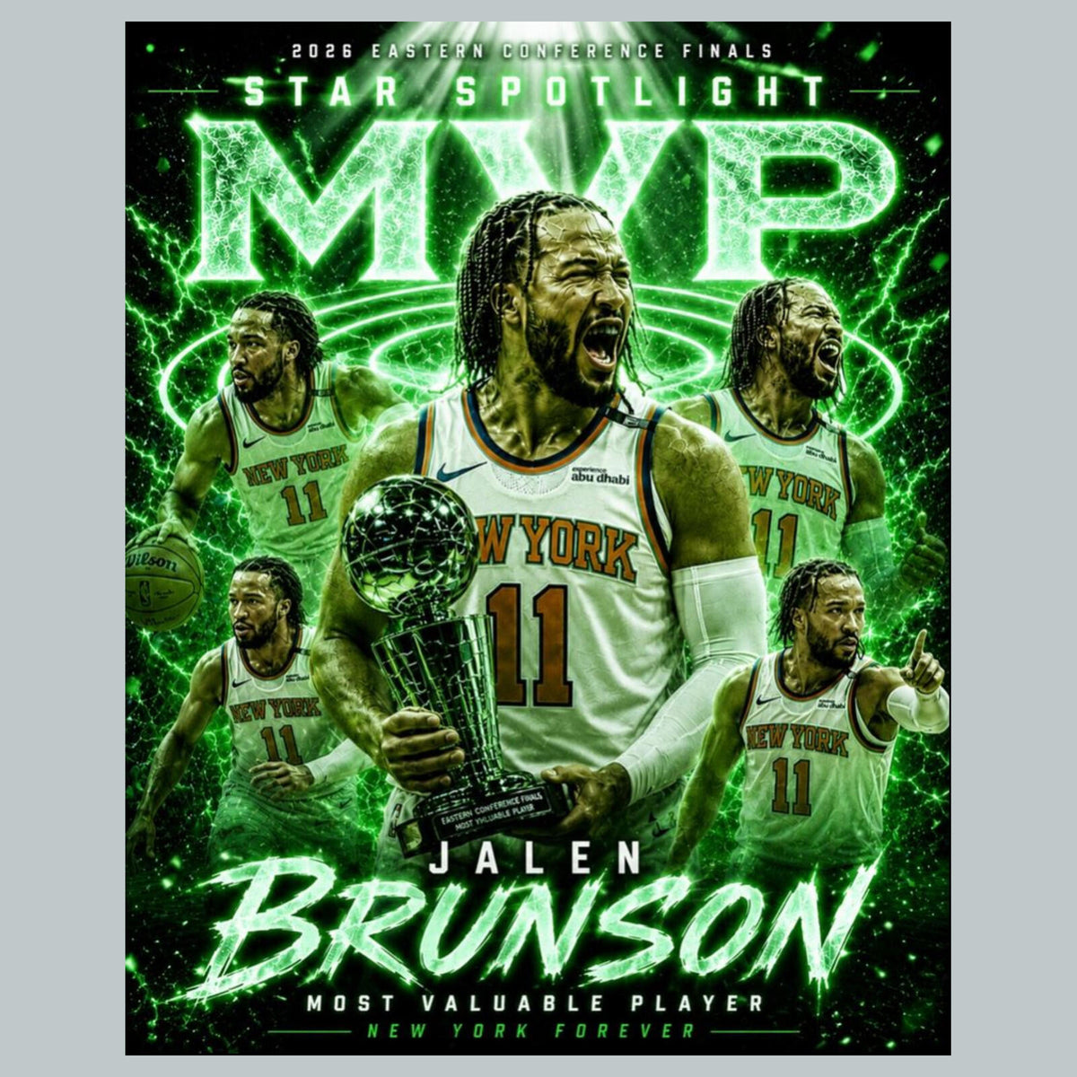 2716 Jalen Brunson MVP Green Ice Edition /10 8x10 Zoom Art Giclée Print BKL
