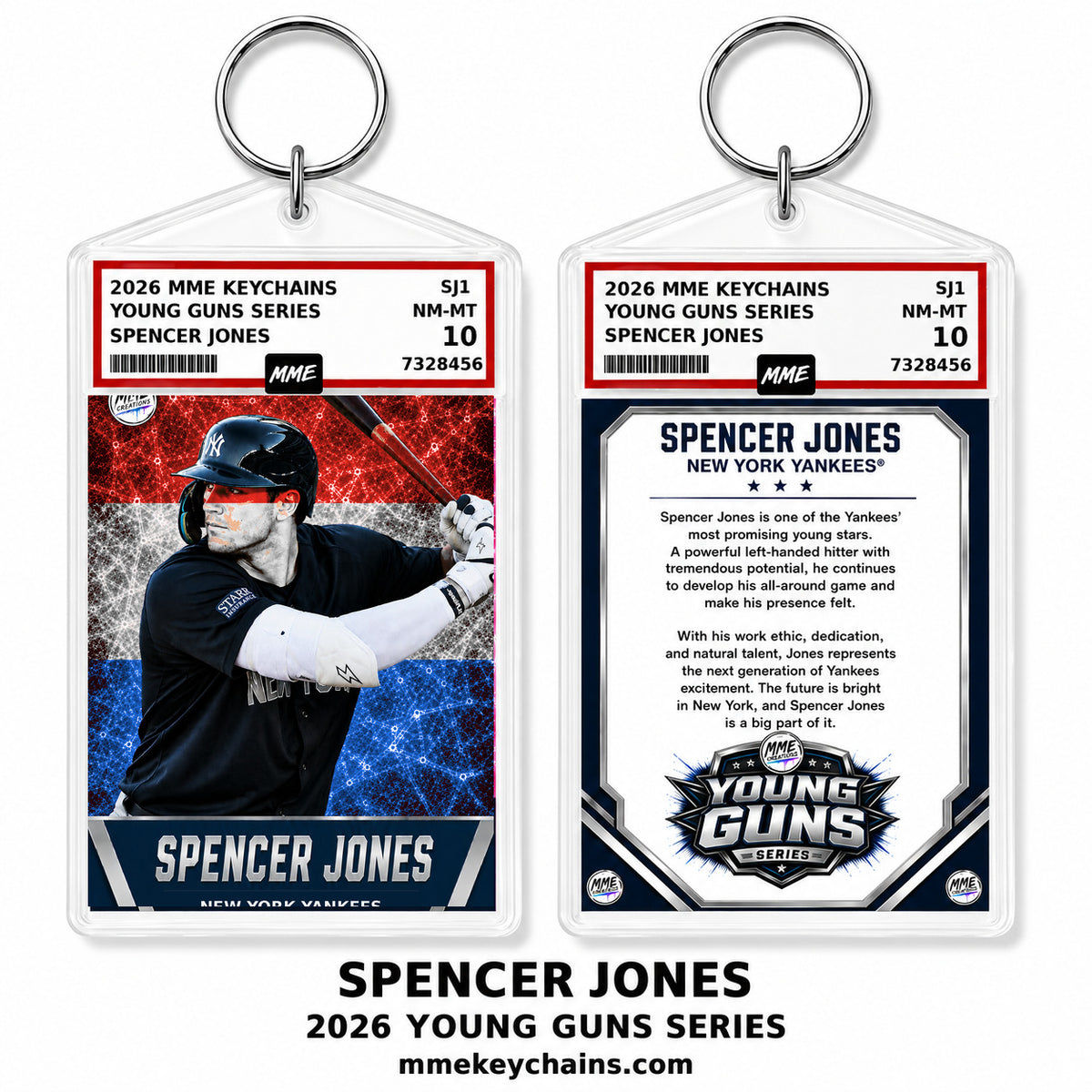 4274 Spencer Jones |Young Guns Series Hand Made Acrylic Photo Keychain R/W/B Ice