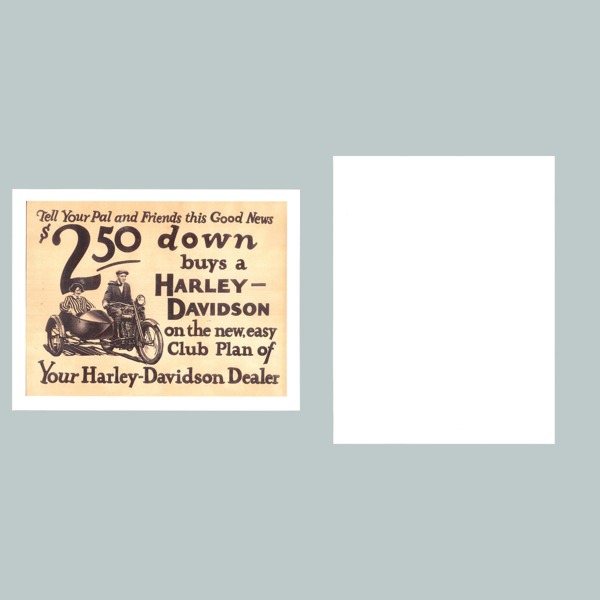 0088 P -8X10 Harley Davidson $2.50 Down Ad Glossy Photo FastShipping