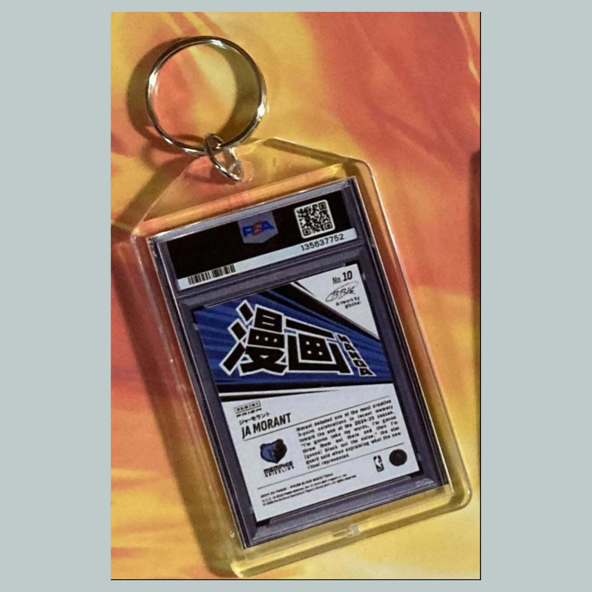 3634 Ja Morant 2024 Panini Black Manga Custom Hand Made Keychain