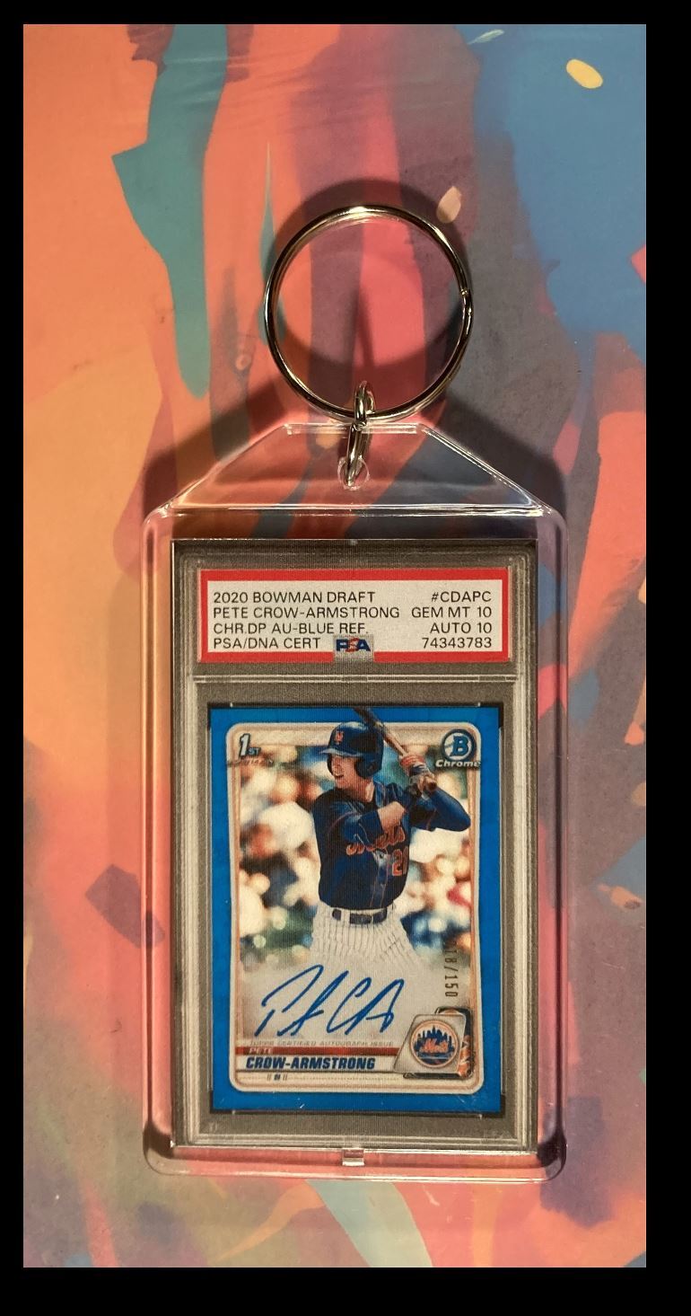 3030 Pete Crow-Armstrong 2020 Bowman Blue Auto Keychain-A Great Gift