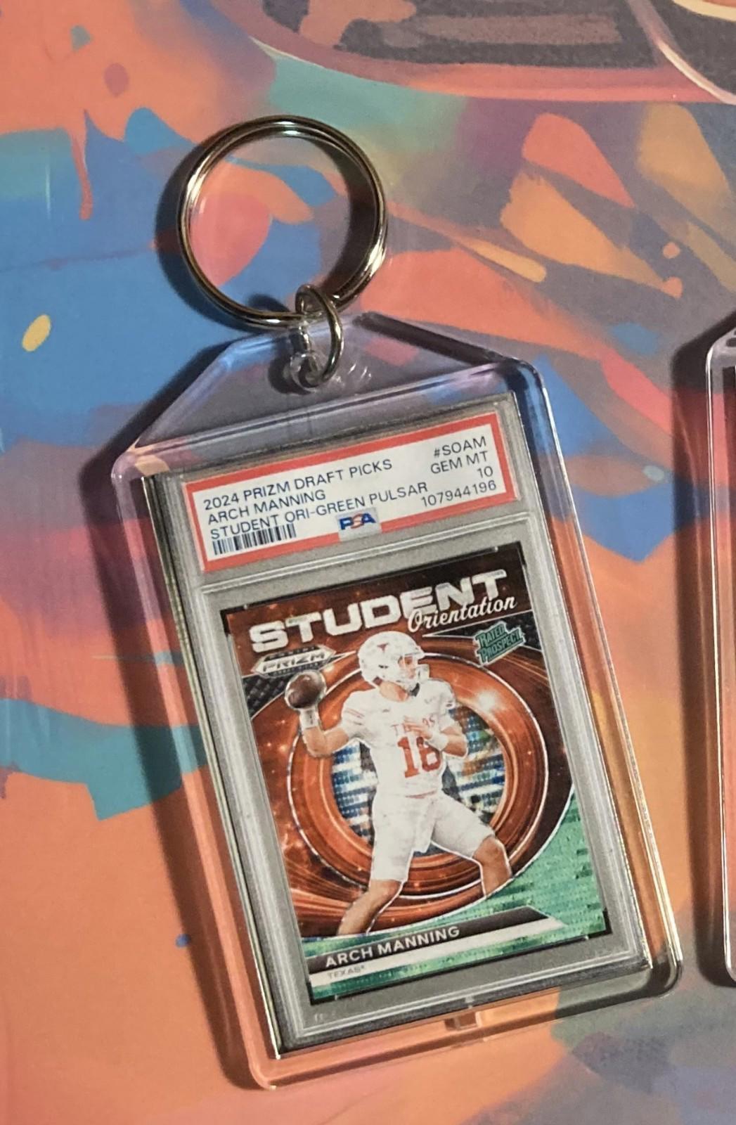 3497 Arch Manning 2024 Panini Prizm Student Orientation Green Pulsar Keychain