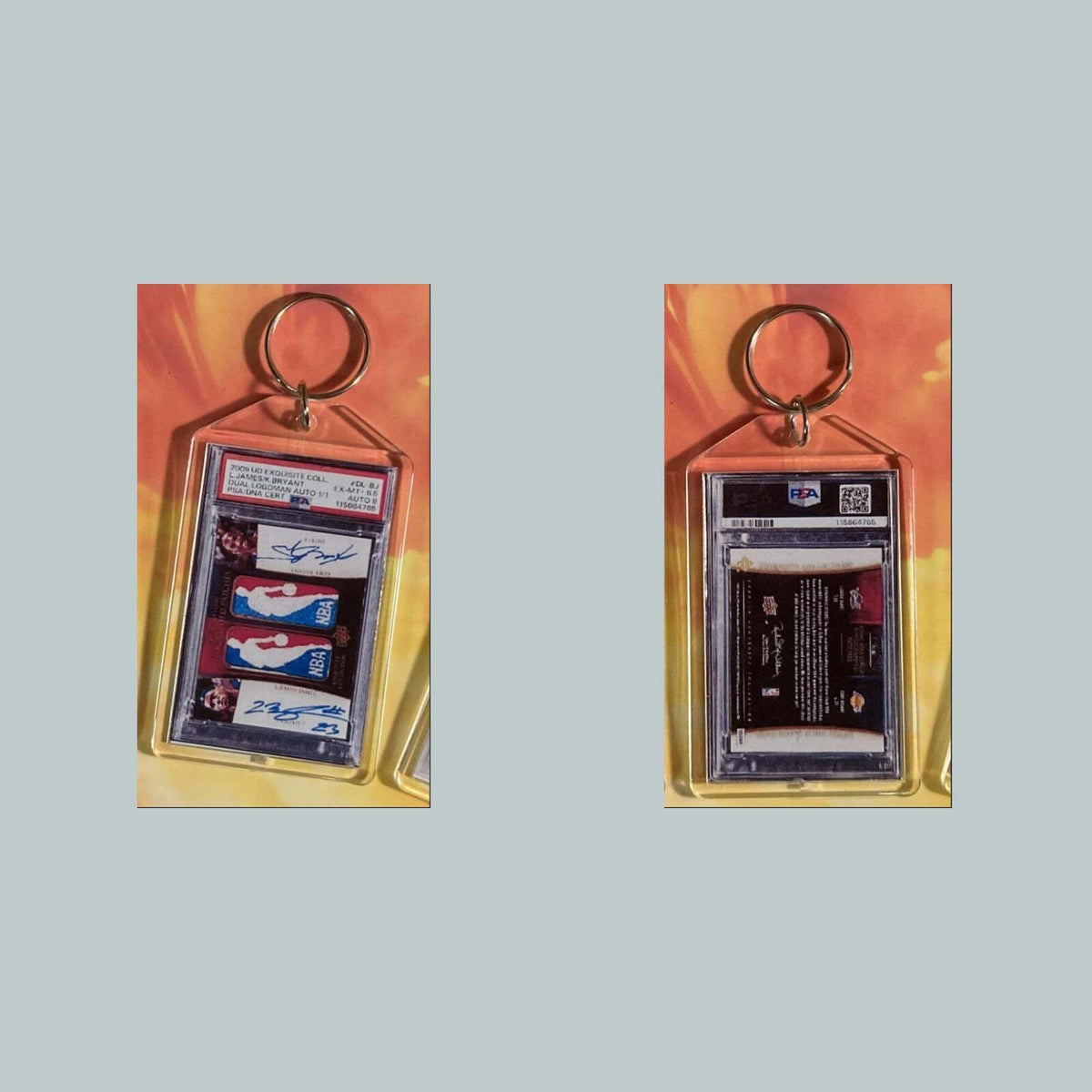3656 Lebron James-Kobe Bryant 2009 UD Ex Dual Logoman Autos Custom Made Keychain