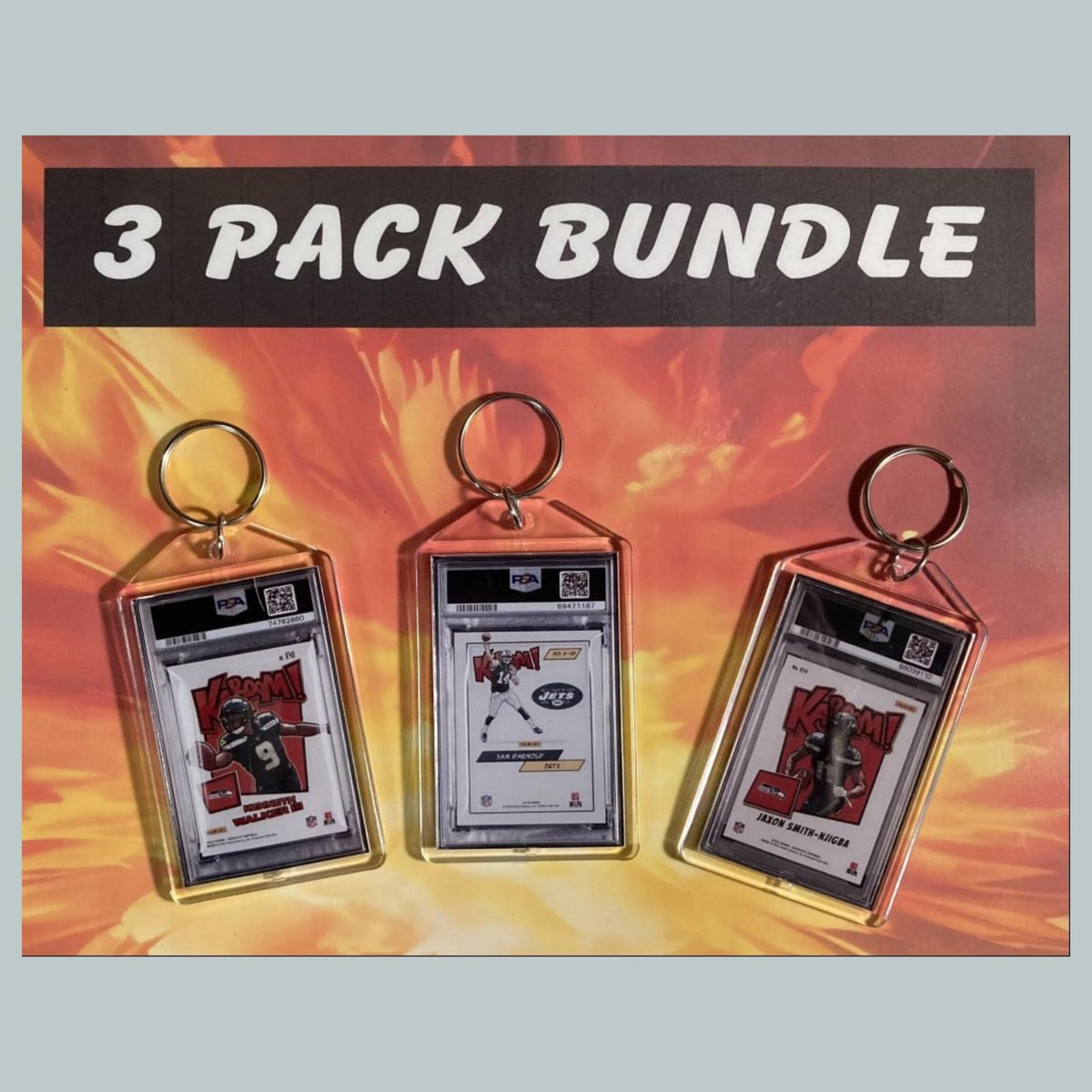 3779B Sam Darnold-Walker-Smith All Kabooms 3 Pack Bundle Hand Made Keychains