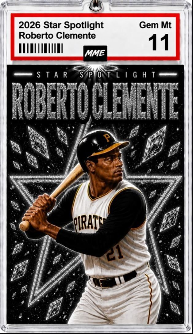 2583 Roberto Clemente Black Spotlight Custom Hand Made Acrylic Photo Keychain