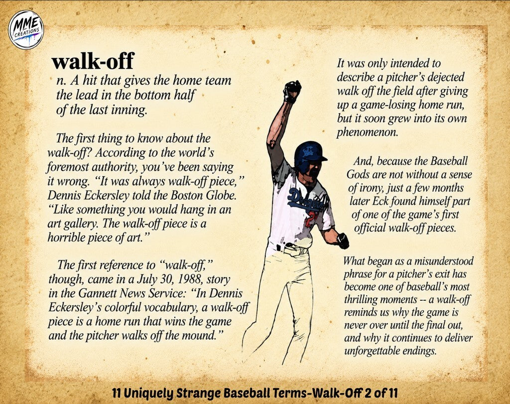 4374 Walk-Off Laminated Card-Stories Behind 11 Uniquely Strange Baseball Terms