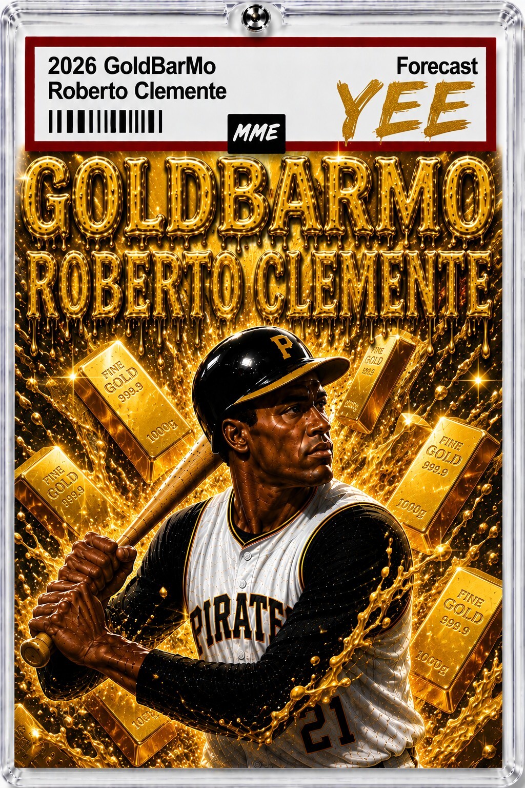 2936- Roberto Clemente Keychain GoldBarMo Custom Handmade Acrylic Photo Keychain