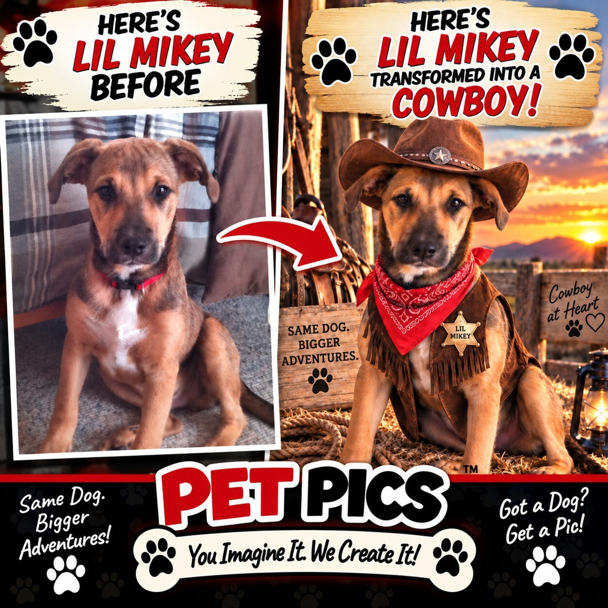 4848 Personalized Pet Pics Keychain Turn Your Dog Into a Cowboy – Ready to Go
