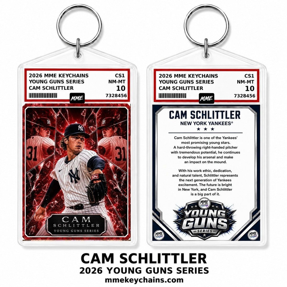 4306 Cam Schlittler Young Guns Series Custom Acrylic Photo Keychain Red Ice