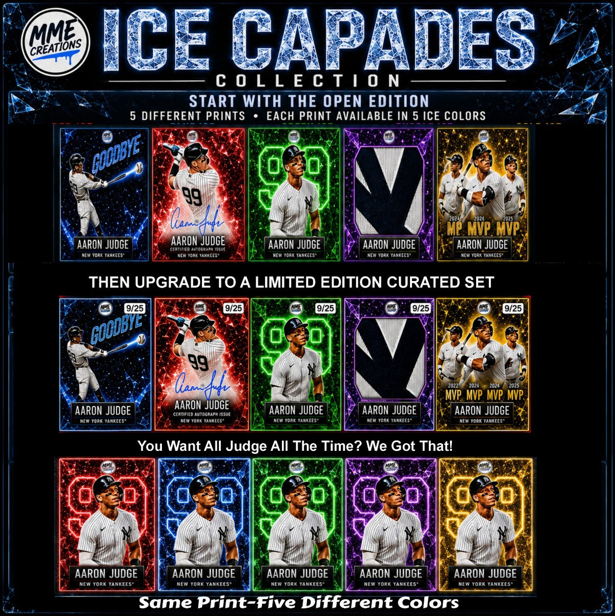 4027 Tom Brady 1/1 Gold Ice Capades Limited Edition Curated Set 8x10 Prints